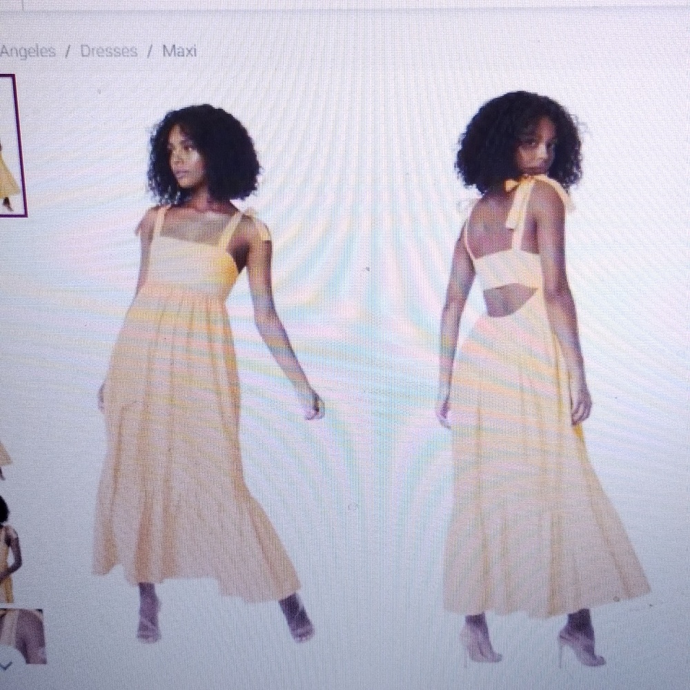 Misa Los Angeles Serafina Square Tie Shoulder Maxi Dress Tangerine Orange Medium